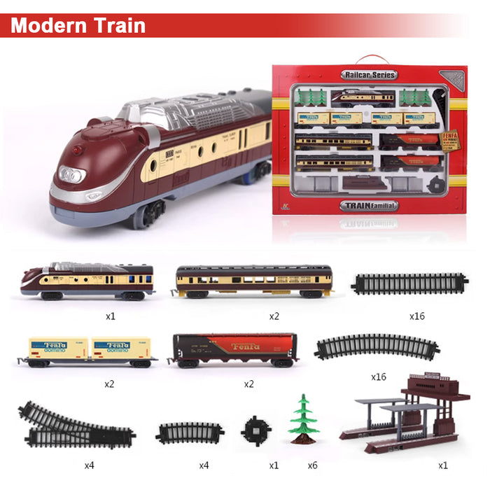 Electric Classic/Modern Toy Train Set Vehicle Rail Track Carriages Kids