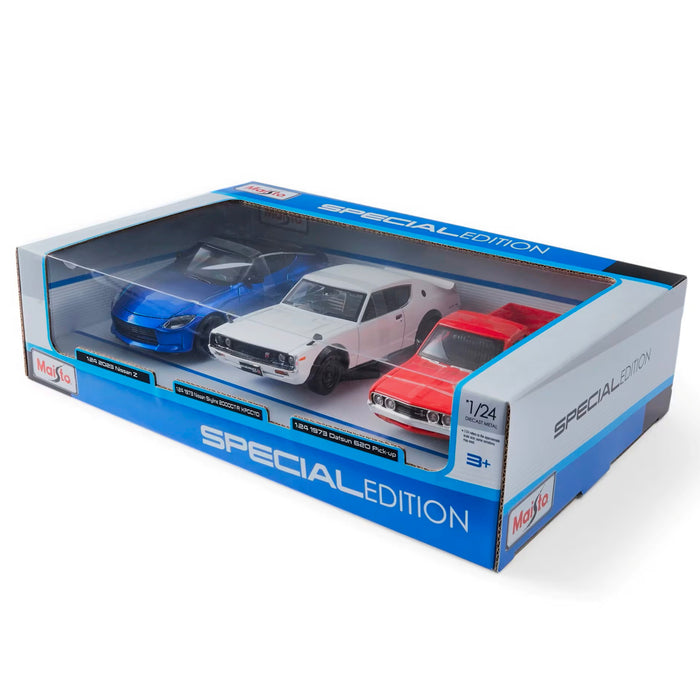 Maisto 1:24 3Pack Diecast Car Nissan Z, Skyline 2000GT-R & Datsun 620 Pick-up