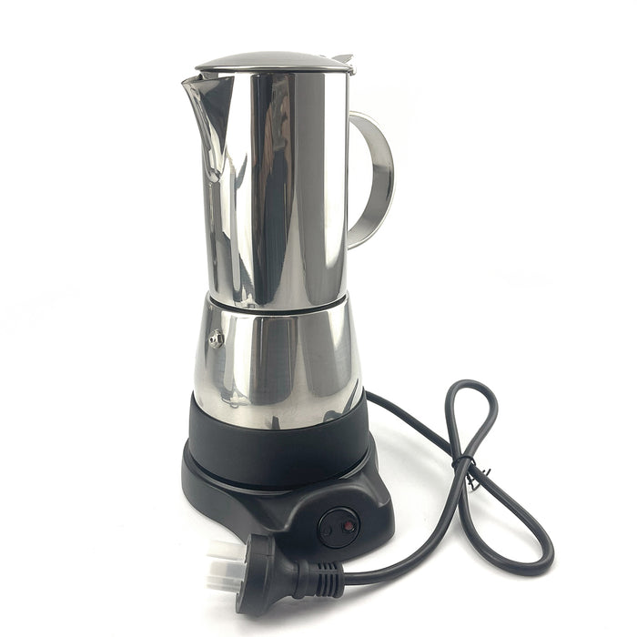 Electric Moka Coffee Maker Stainless Steel NEW Italian Classic Espresso 6 Cups