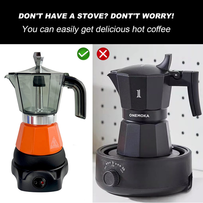 Mornest Electric Moka Coffee Maker Espresso Italian Classic Auto power off for Home 3/6Cups