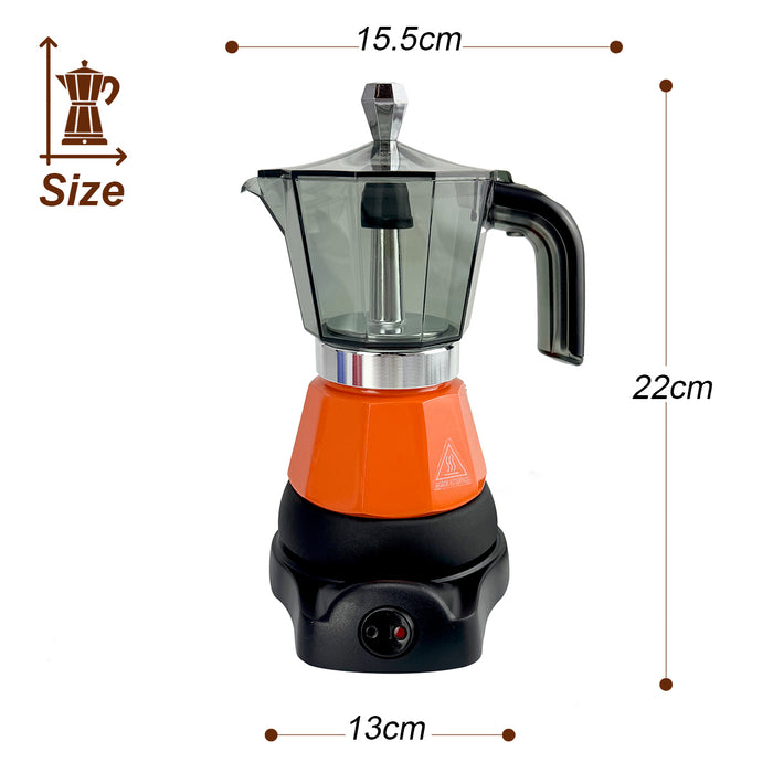 Mornest Electric Moka Coffee Maker Espresso Italian Classic Auto power off for Home 3/6Cups