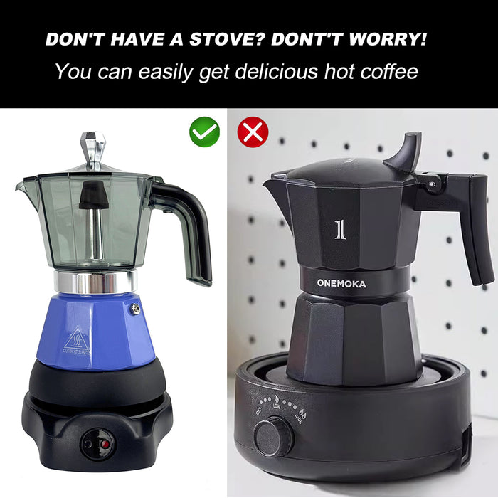 Mornest Electric Moka Coffee Maker Espresso Italian Classic Auto power off for Home 3/6Cups