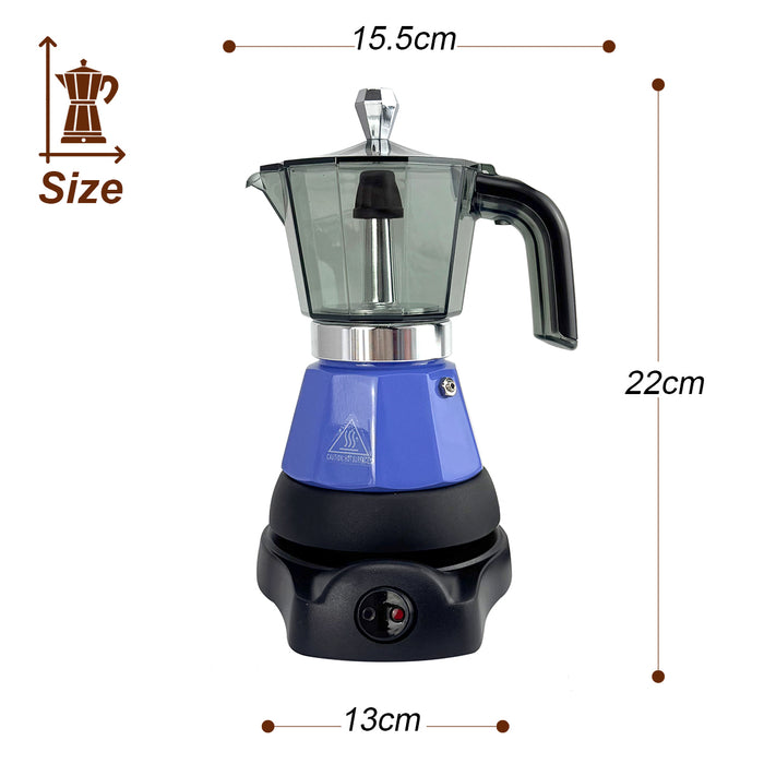 Mornest Electric Moka Coffee Maker Espresso Italian Classic Auto power off for Home 3/6Cups