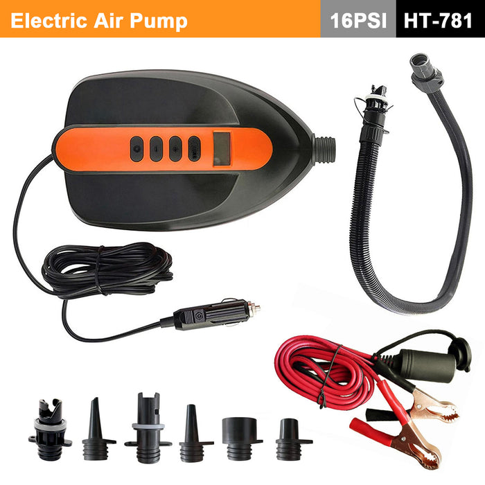 HT781 High Pressure SUP Electric Air Pump 12V DC Paddle Board 16 PSI Auto-Off