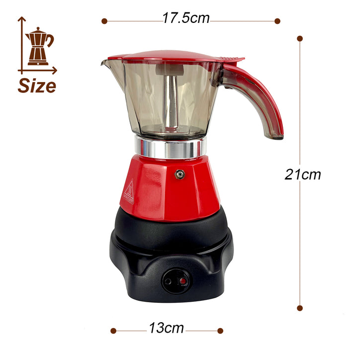 Mornest Electric Moka Coffee Maker Auto Power Off Home Espresso Italian Classic 3Cups