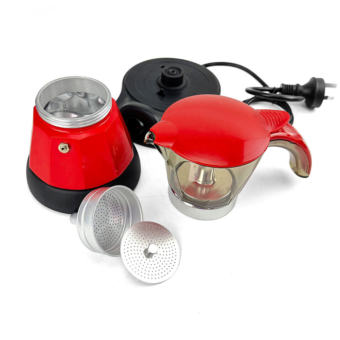 Mornest Electric Moka Coffee Maker Auto Power Off Home Espresso Italian Classic 3Cups