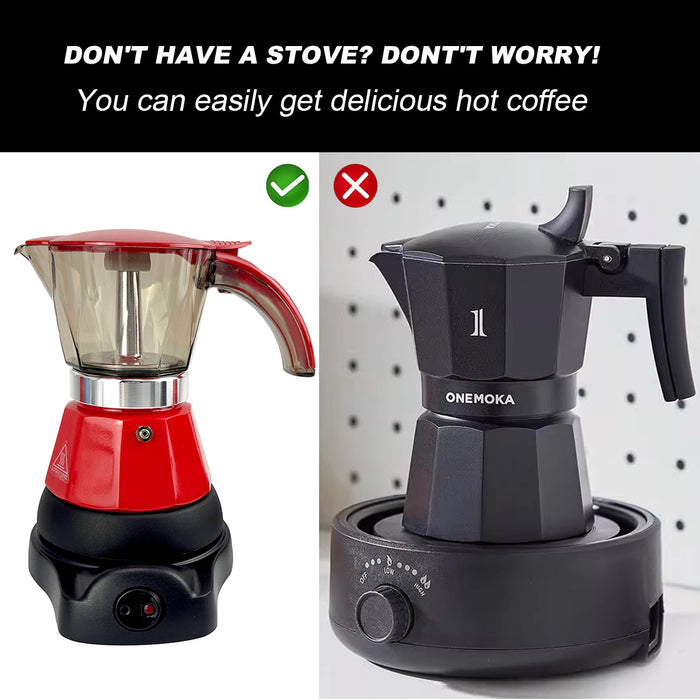 Mornest Electric Moka Coffee Maker Auto Power Off Home Espresso Italian Classic 3Cups