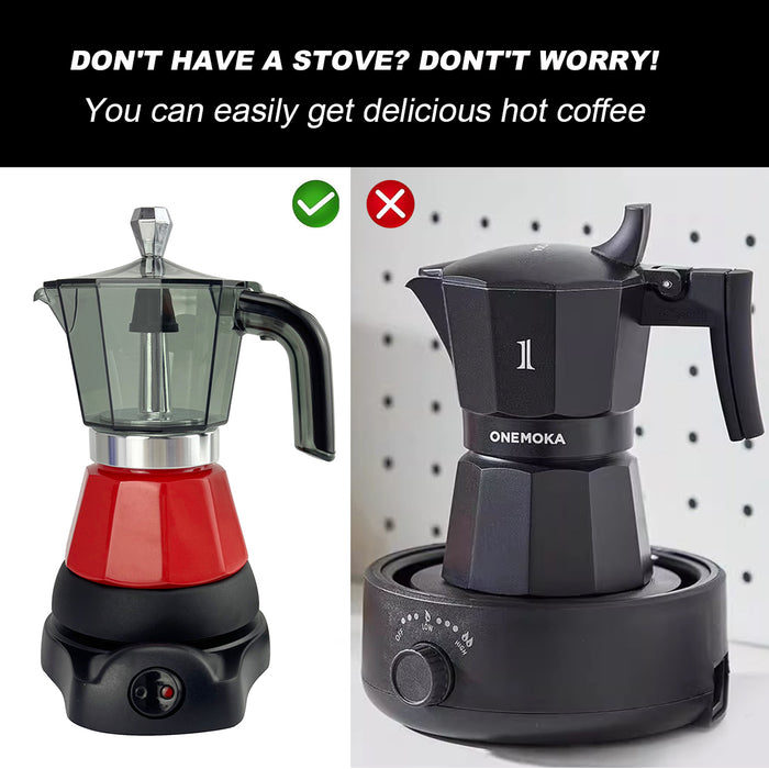 Mornest Electric Moka Coffee Maker Espresso Italian Classic Auto power off for Home 3/6Cups