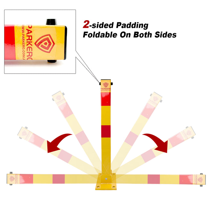 Parkero Square Fold-down Bollard Red Parking Barrier 2 Key teyp Vehicle Security
