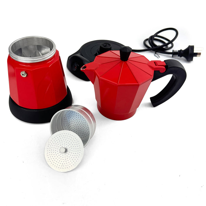 Mornest Electric Aluminium Moka Coffee Maker Espresso Italian Classic auto power off Home 3/6Cups