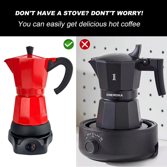 Mornest Electric Aluminium Moka Coffee Maker Espresso Italian Classic auto power off Home 3/6Cups