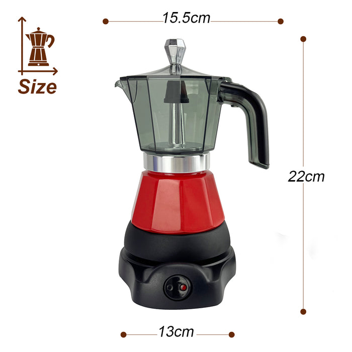 Mornest Electric Moka Coffee Maker Espresso Italian Classic Auto power off for Home 3/6Cups