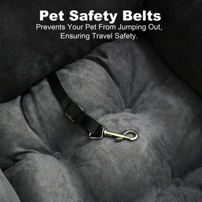 Suede Pet Car Seat Booster Bed Adjustable Safety Straps Scratch Resistant 3 Size