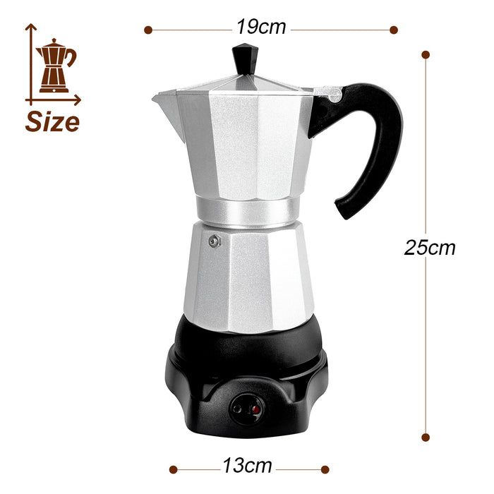 Mornest Electric Aluminium Moka Coffee Maker Espresso Italian Classic auto power off Home 3/6Cups