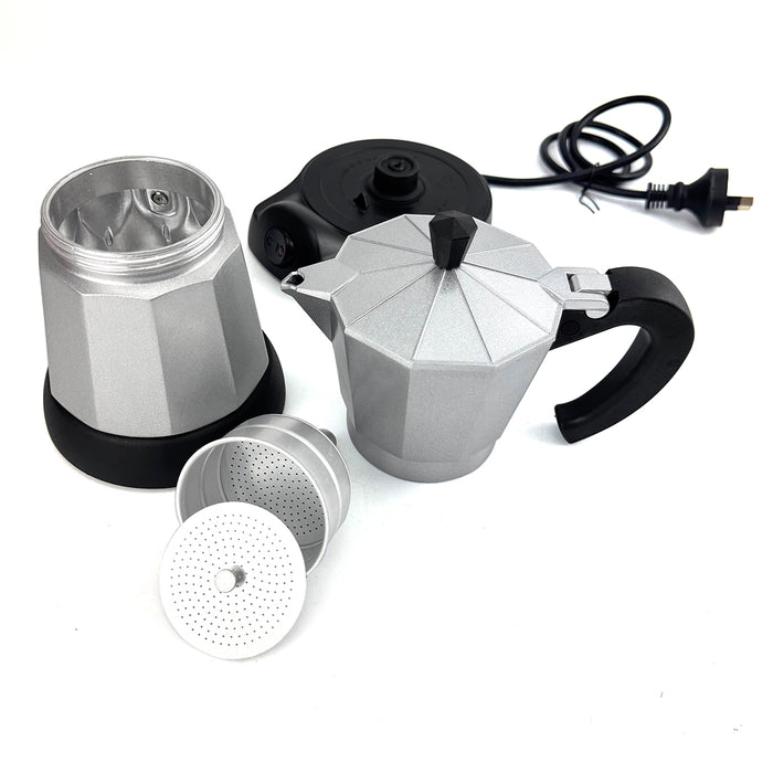 Mornest Electric Aluminium Moka Coffee Maker Espresso Italian Classic auto power off Home 3/6Cups