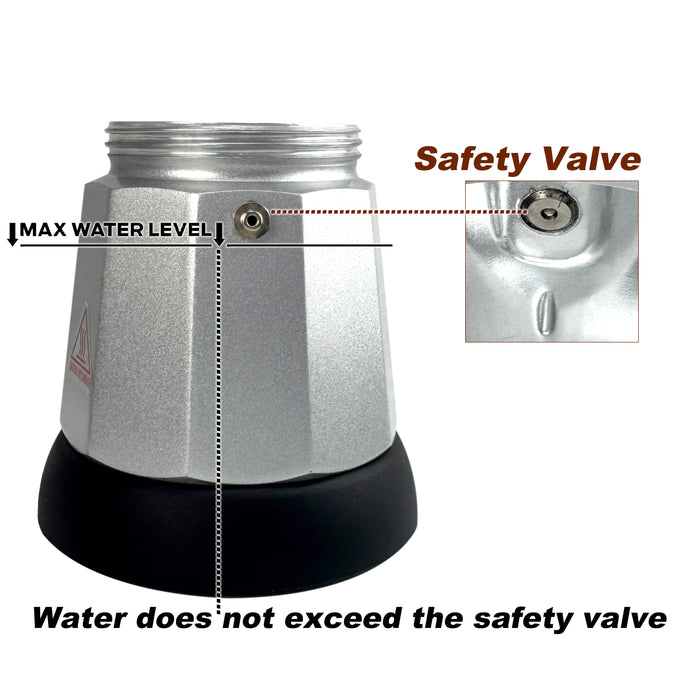 Mornest Electric Aluminium Moka Coffee Maker Espresso Italian Classic auto power off Home 3/6Cups