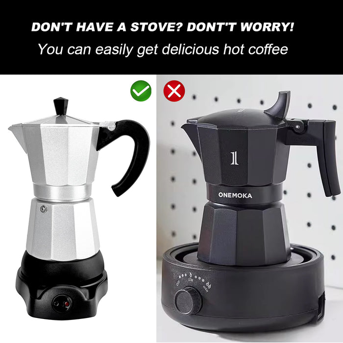 Mornest Electric Aluminium Moka Coffee Maker Espresso Italian Classic auto power off Home 3/6Cups