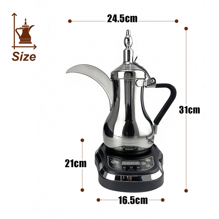 Electric Arabic Coffee Maker 12Pcs Set 600ml StainlessSteel Digital Display
