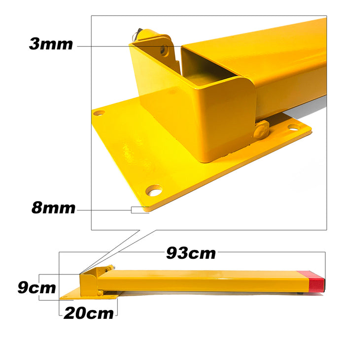 80cm Rectangle Fold Down Car Parking Bollard Lock Heavy Duty Safety Barrier 2 Keys