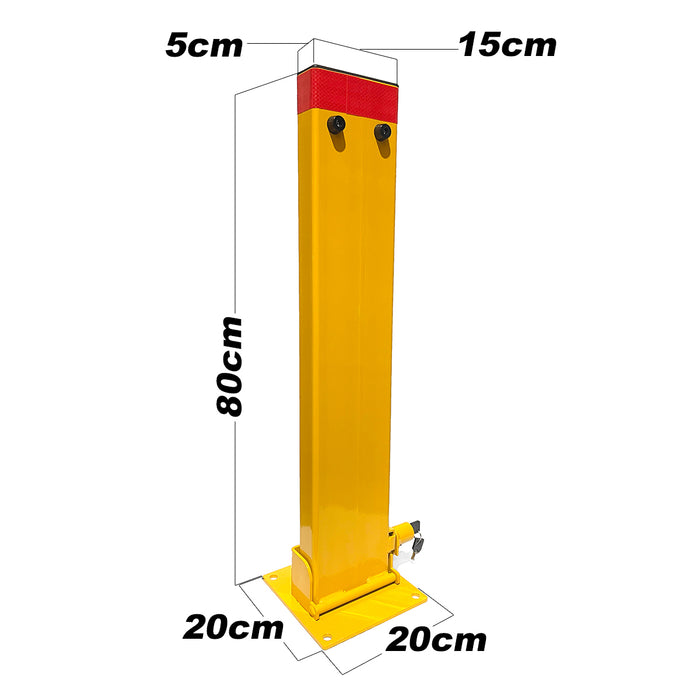 80cm Rectangle Fold Down Car Parking Bollard Lock Heavy Duty Safety Barrier 2 Keys