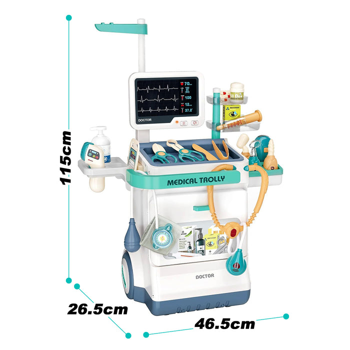 Doctor Mobile Medical Staition Set Pretend Play Kids Toy 26 Pcs Lights & Sounds