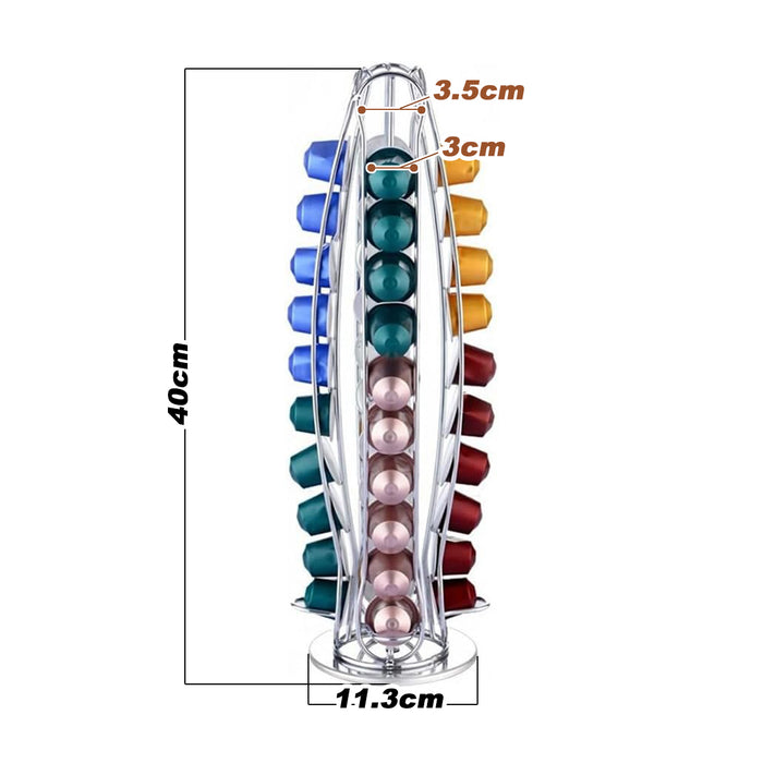 40 Pots Coffee Capsules Holder Rack Chrome Storage Olive-shaped Stand Dispenser