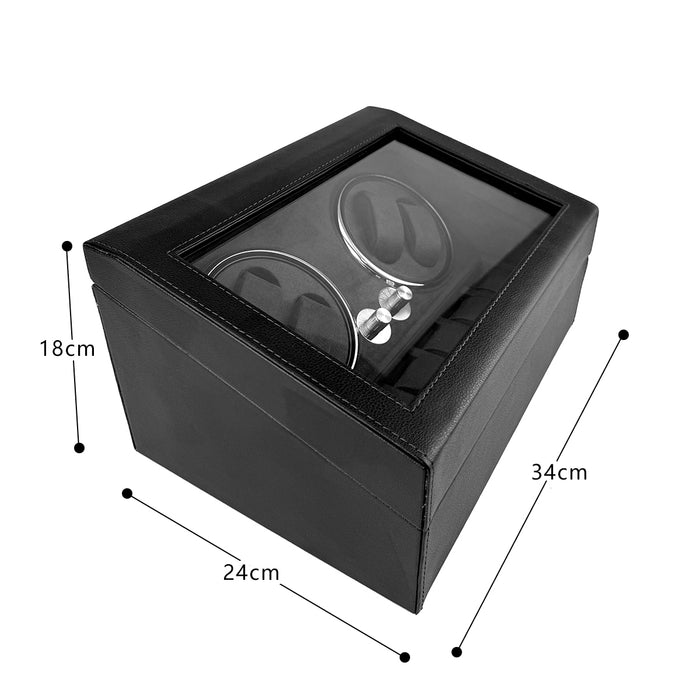 4+6 Slots Automatic Watch Winder PU Watch Case Rotating Display Box 2Color
