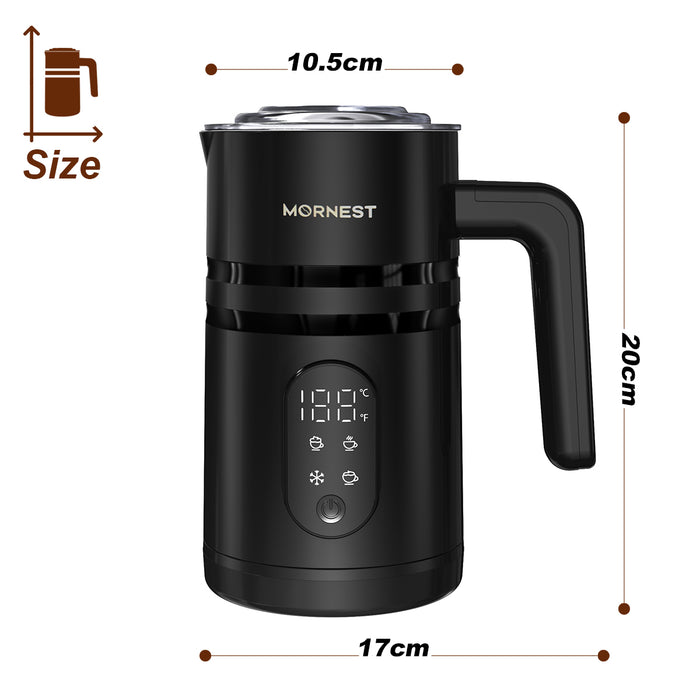 Mornest 4-in-1 Electric Milk Frother, 580ML Automatic Coffee Frother with Digital Display, 2-Min Quick Foaming for Coffee, Latte, Hot Chocolate, Hot Chocolate, Cappuccino, Macchiato