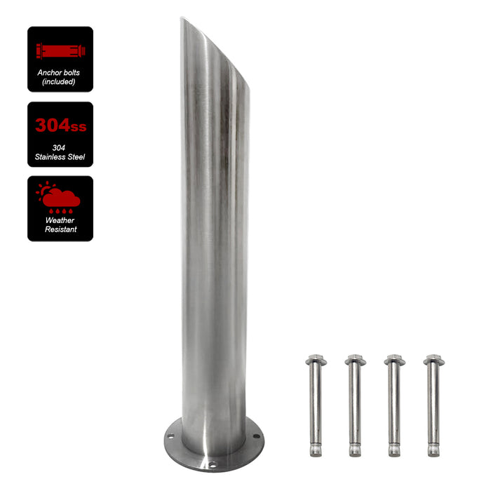 Parkero Stainless Steel Surface Mounted Bollard 90x⌀14cm Heavy-duty Carpark Barrier