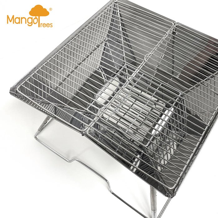 Stainless Steel Foldable Charcoal BBQ Grill Lightweight Camping Portable With Carry Bag & Stainless Steel Box