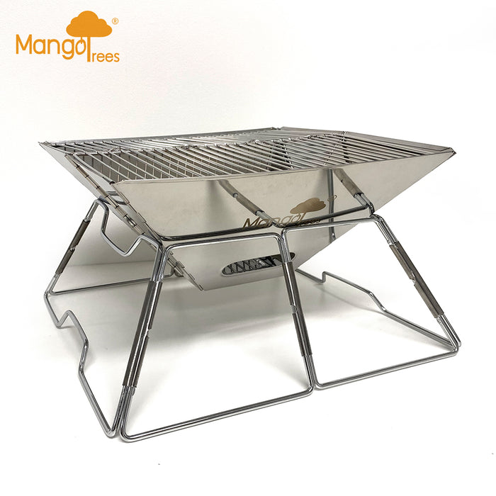 Stainless Steel Foldable Charcoal BBQ Grill Lightweight Camping Portable With Carry Bag & Stainless Steel Box