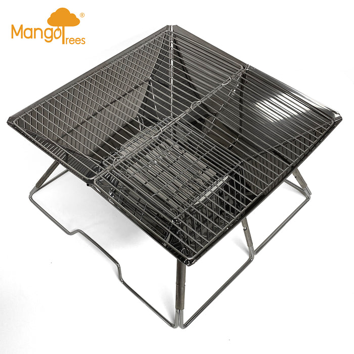 Stainless Steel Foldable Charcoal BBQ Grill Lightweight Camping Portable With Carry Bag & Stainless Steel Box