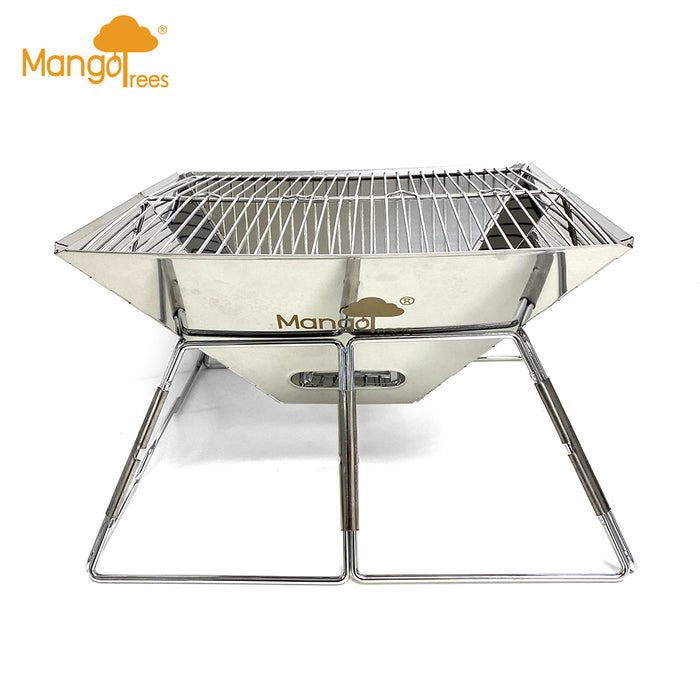 Stainless Steel Foldable Charcoal BBQ Grill Lightweight Camping Portable With Carry Bag & Stainless Steel Box