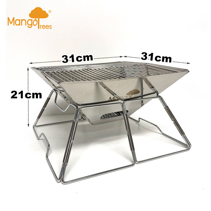 Stainless Steel Foldable Charcoal BBQ Grill Lightweight Camping Portable With Carry Bag & Stainless Steel Box