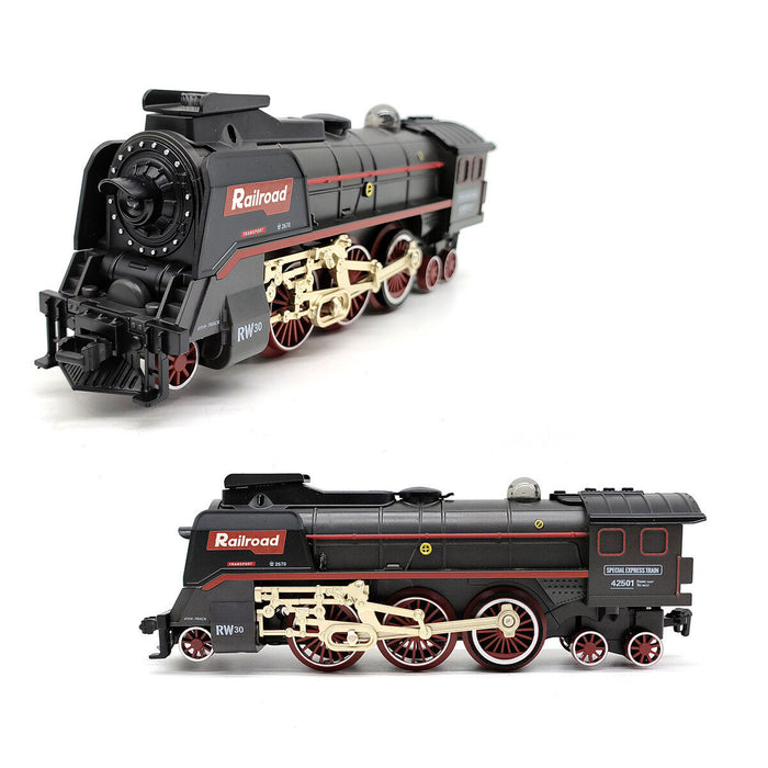 Electric Steam Train Tracks Model Sound Light Smoke System Toys 88pcs Vehicle Rail Track Classical Train Series with Smokes Light & Sound Under The Christmas Tree Steam Train Toy Set
