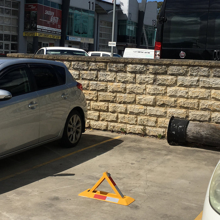 Parkero Triangle Lockable Parking Barrier Fold Down Vehicle Security Car Parking Lock Safety Reflective Stripe Barrier Trade Me