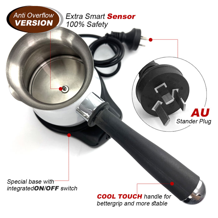 Mornest Electric Turkish Greek Arabic Coffee Maker New Automatic Sensor Anti Overflow 200ml