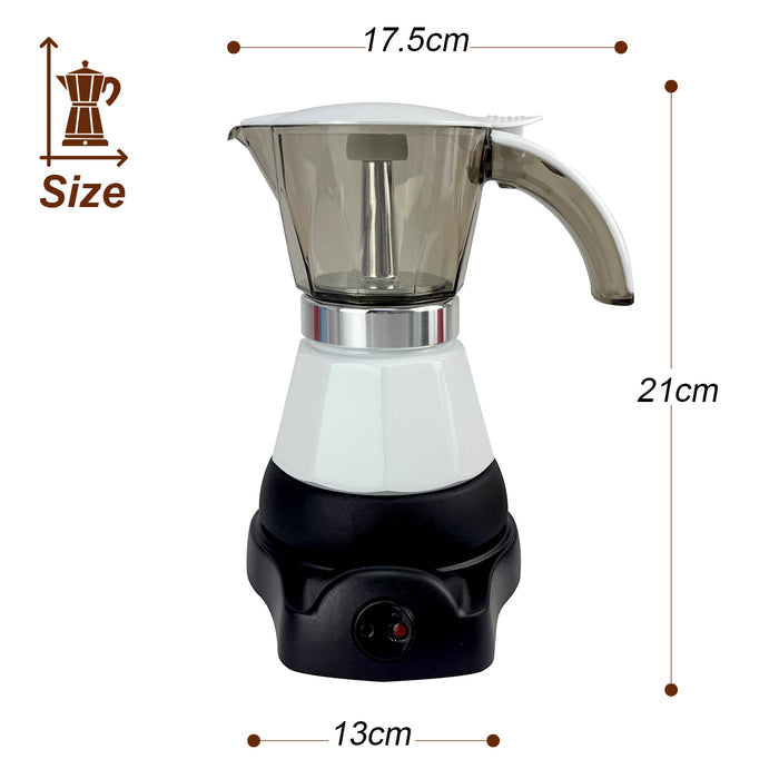 Mornest Electric Moka Coffee Maker Auto Power Off Home Espresso Italian Classic 3Cups