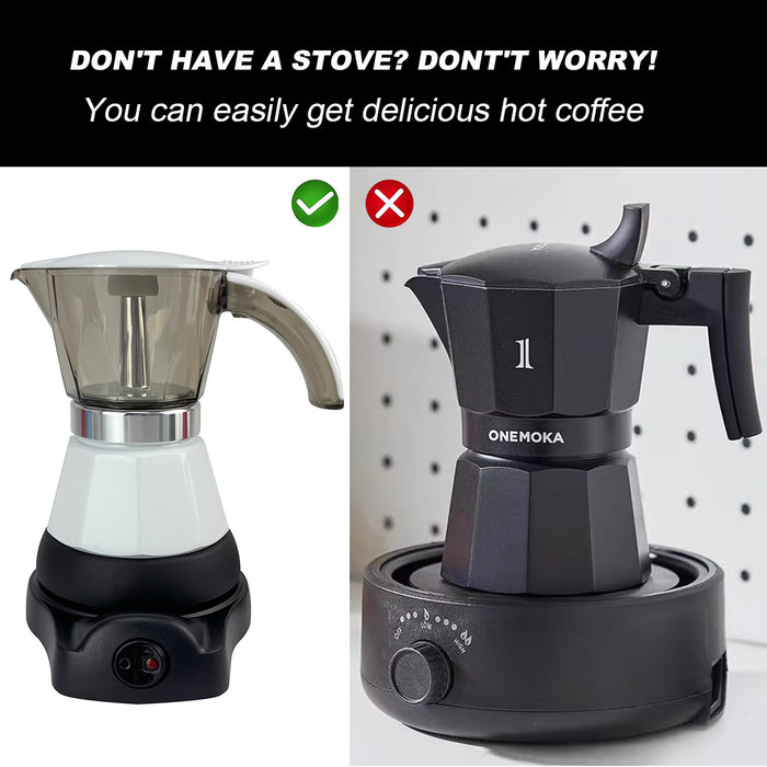 Mornest Electric Moka Coffee Maker Auto Power Off Home Espresso Italian Classic 3Cups