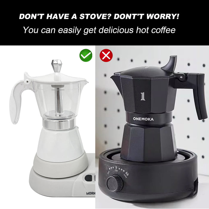 Mornest 2 IN 1 Electric Moka Coffee Maker With Milk Froth 3Cup Classic Italian