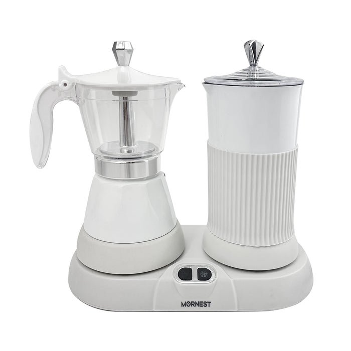 Mornest 2 IN 1 Electric Moka Coffee Maker With Milk Froth 3Cup Classic Italian