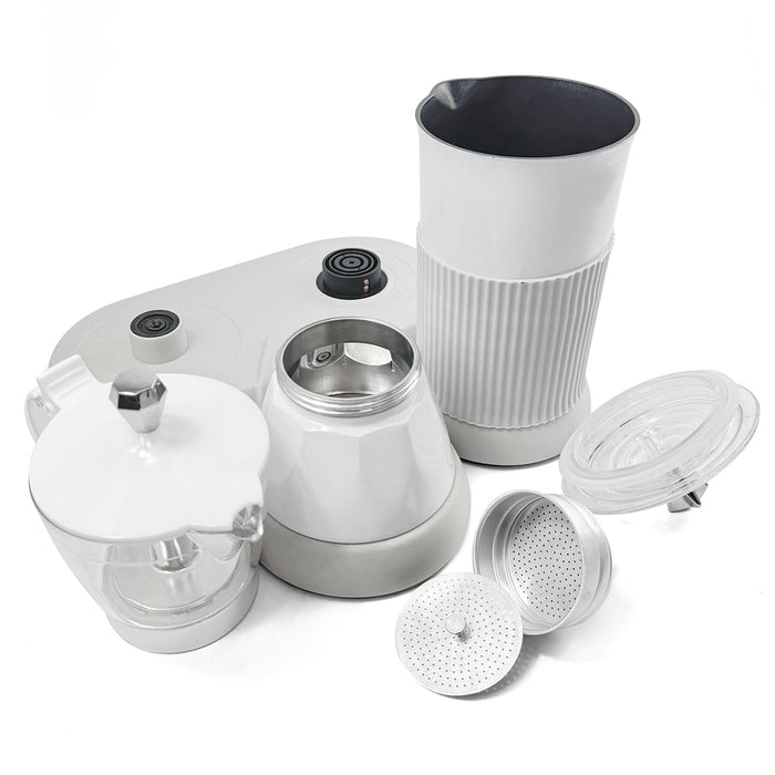 Mornest 2 IN 1 Electric Moka Coffee Maker With Milk Froth 3Cup Classic Italian