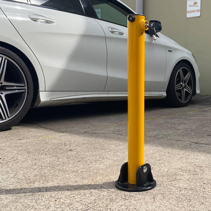 Heavy-duty Parking Bollard locker Barrier Vehicle 2 Side Fold-down Design Cast Steel Base 60cm