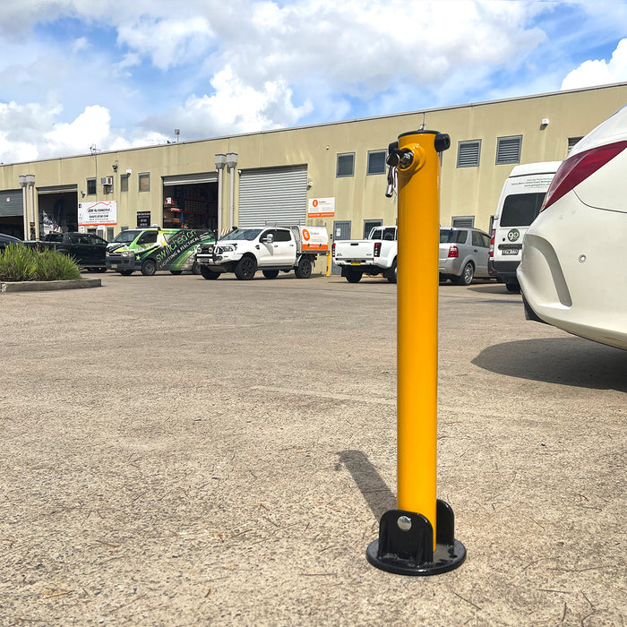 Heavy-duty Parking Bollard locker Barrier Vehicle 2 Side Fold-down Design Cast Steel Base 60cm