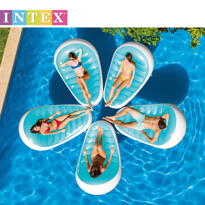 INTEX Petal Floating Lounge Chair Pool Float Lounger 1.93x1.24m With Cupholder