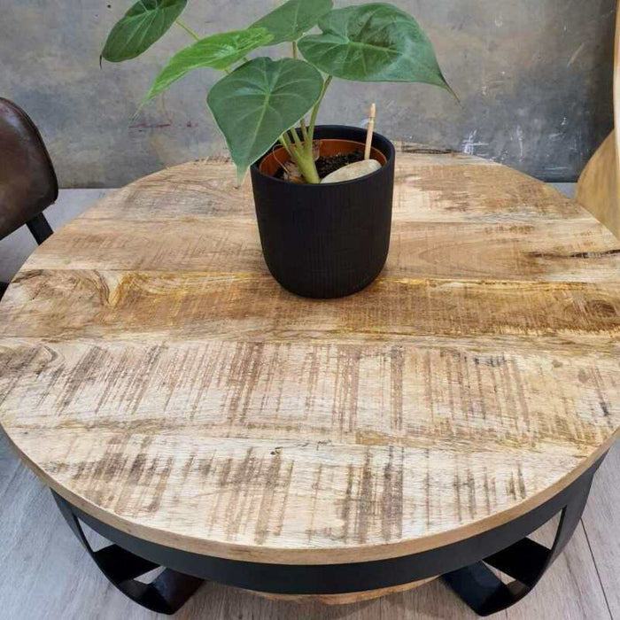 [Mango Trees] "Solent" Mango Wood Coffee Table 65cm Rough Finish