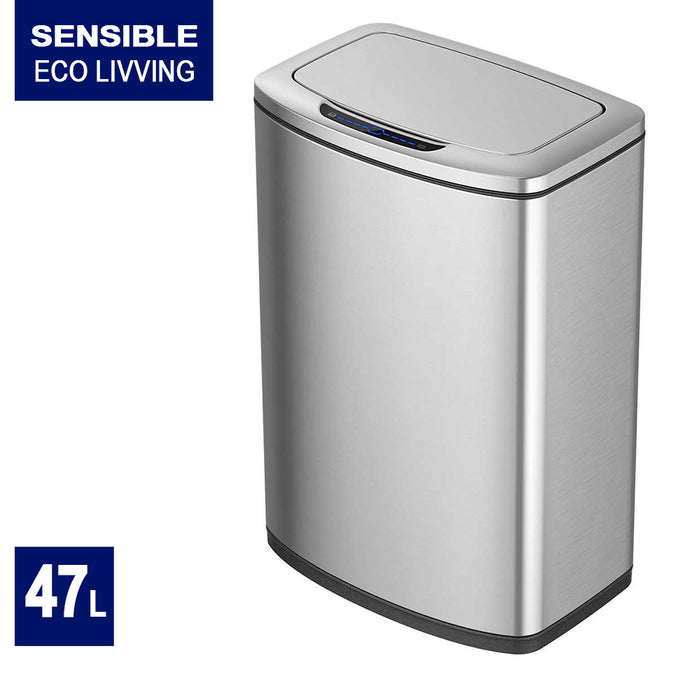 Sensible Eco Living Stainless Steel Motion Sensor Bin Rubbish Wastebasket 47L