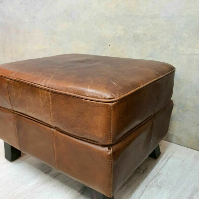 Manor Ottoman Premium Aged Leather