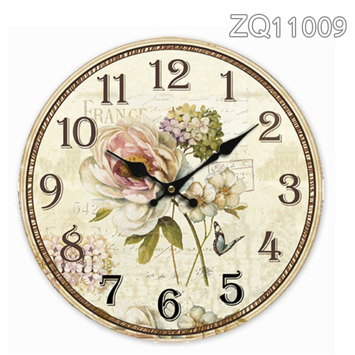 34cm Rustic Vintage Wall Clock Coloured Stylish Design Art Sculpture MDF Boards