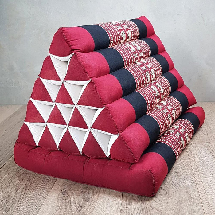 Thai Red Elephant Triangle Pillow 1 Fold Mattress Cushion Day Bed 100% Kapok Fibre Jumbo Blue